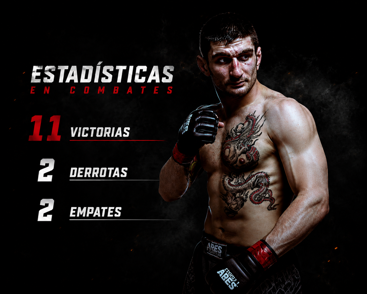 Estadísticas de Danyel Pilò como peleador MMA profesional: 11 victorias, 2 derrotas, 2 empates